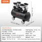 Αεροσυμπιεστής VEVOR, 20 Gallon Steel Tank, 4HP 10,6 CFM@90 PSI Oil Free Air Compressor & Max.Πίεση 125 PSI, 78dB Ultra Quiet φορητός συμπιεστής, για επισκευή αυτοκινήτων, φούσκωμα ελαστικών, βαφή με σπρέι