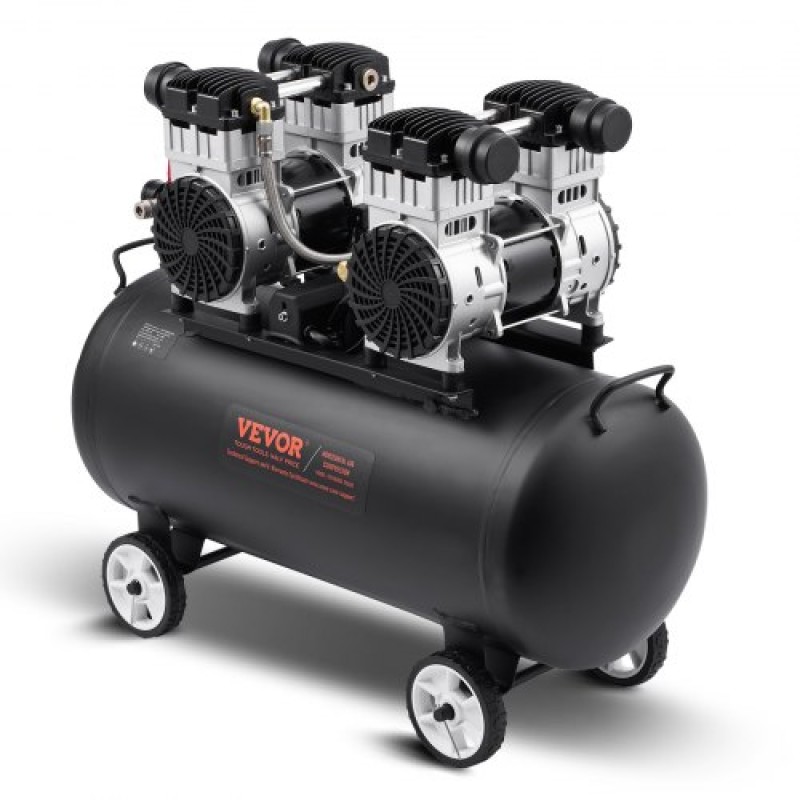 Αεροσυμπιεστής VEVOR, 20 Gallon Steel Tank, 4HP 10,6 CFM@90 PSI Oil Free Air Compressor & Max.Πίεση 125 PSI, 78dB Ultra Quiet φορητός συμπιεστής, για επισκευή αυτοκινήτων, φούσκωμα ελαστικών, βαφή με σπρέι