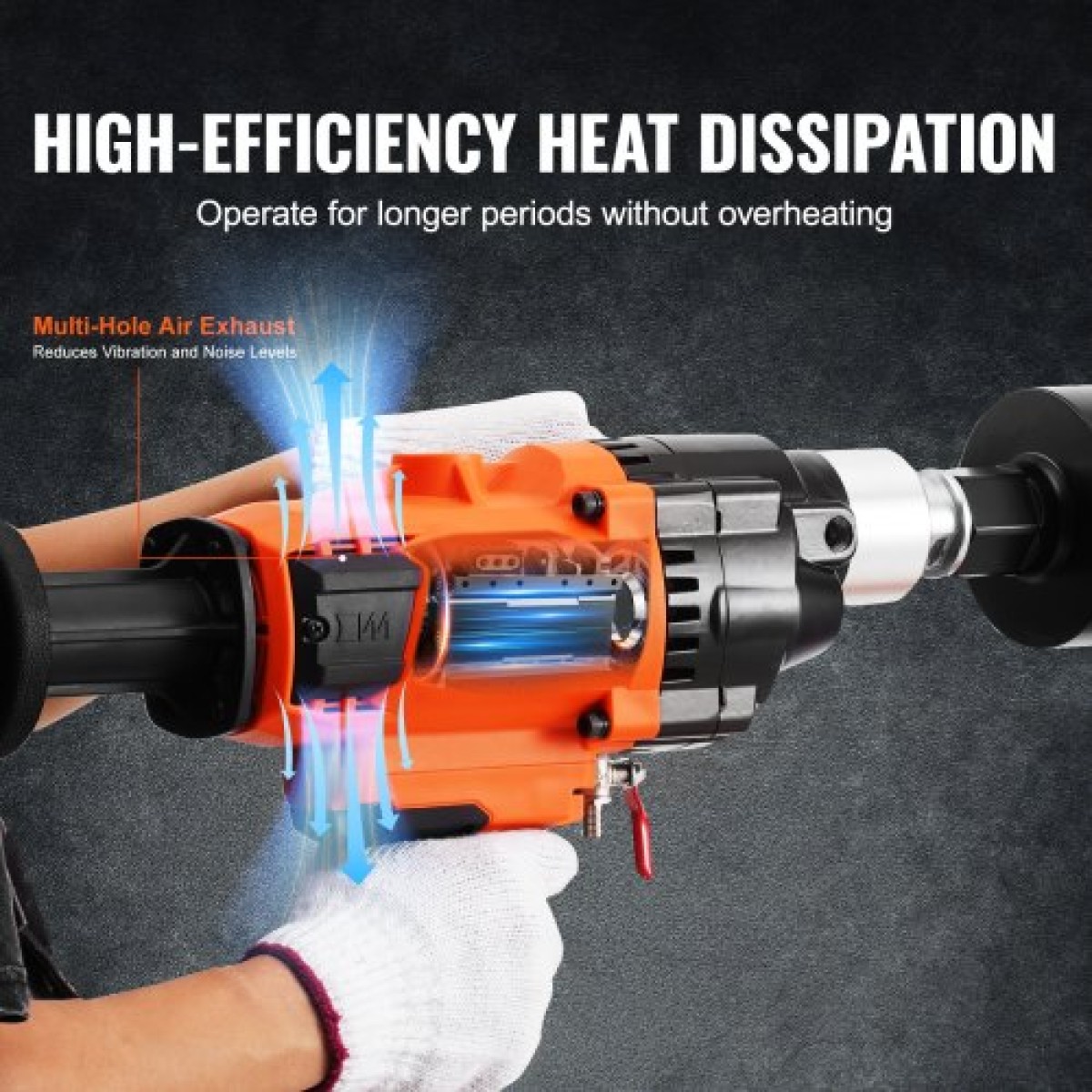 VEVOR Core Drill Machine 2,03-18 cm Dia 2600W Handheld Core Drill Rig for Mixing