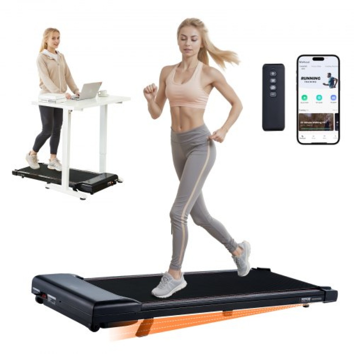 VEVOR Walking Pad, Under Desk Διάδρομος με κλίση, Working Walking Jogging Machine για το σπίτι, Χωρητικότητα 265 Lbs 2,5HP φορητό μαξιλαράκι περπατήματος, με τηλεχειριστήριο, οθόνη LED και Bluetooth