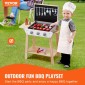 VEVOR Wooden Play Barbecue Toy Grill, Kids Grill Playset with Play Food and Grilling Tools, Wooden Play Food Kitchen αξεσουάρ (21 ΤΕΜ), Pretend Play Μαγειρικό παιχνίδι για νήπια Αγόρια Κορίτσια Ηλικίας 3+ Δώρο