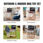 VEVOR Wooden Play Barbecue Toy Grill, Kids Grill Playset with Play Food and Grilling Tools, Wooden Play Food Kitchen αξεσουάρ (21 ΤΕΜ), Pretend Play Μαγειρικό παιχνίδι για νήπια Αγόρια Κορίτσια Ηλικίας 3+ Δώρο