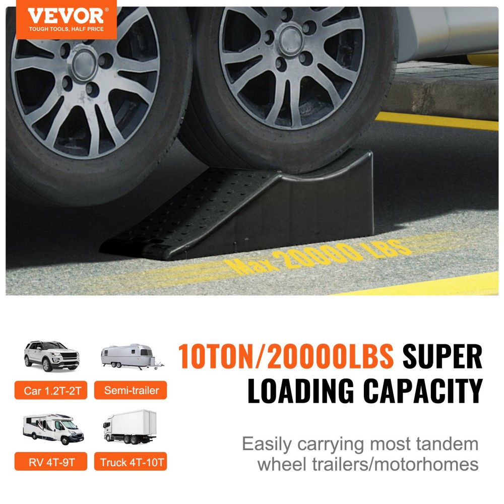 VEVOR Car Plastic Tandem Wheel Change Ramp Caravan Motor Home 20.000 lbs/9071,8 kg 2-pack