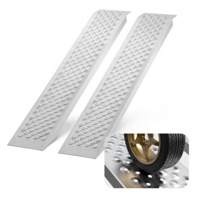 Φορητές ράμπες φόρτωσης VEVOR, 2 τεμ. 1200 x 215 mm, Σετ ράμπας υποστέγων από ανθεκτικό αλουμίνιο με αντιολισθητικές τρύπες, συμπαγής σχεδιασμός και εύκολη αποθήκευση, χωρητικότητα βάρους 399,2 kg, για ATV, τρακτέρ, χλοοκοπτικά, καρότσια