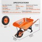 Καρότσι VEVOR Καρότσι, 6 Cu.Ft.Φορτίο & χωρητικότητα 330 λίβρες, καροτσάκι με ένα τροχό Garden Dump Barrow με μεταλλικό χερούλι &  16"  φαρδιές ρόδες, εύκολη φόρτωση Utility Yard Cart & Wagons for Lawn Farm