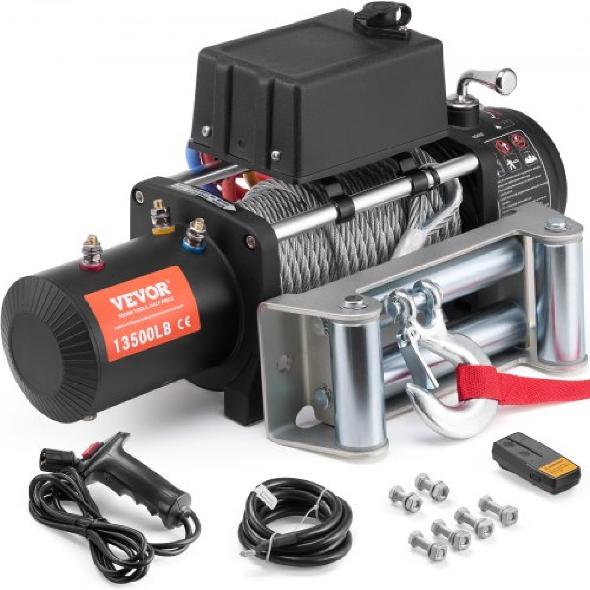 VEVOR Electric Winch Truck 6123,5 kg Ατσάλινο καλώδιο IP65 αδιάβροχο τηλεχειριστήριο
