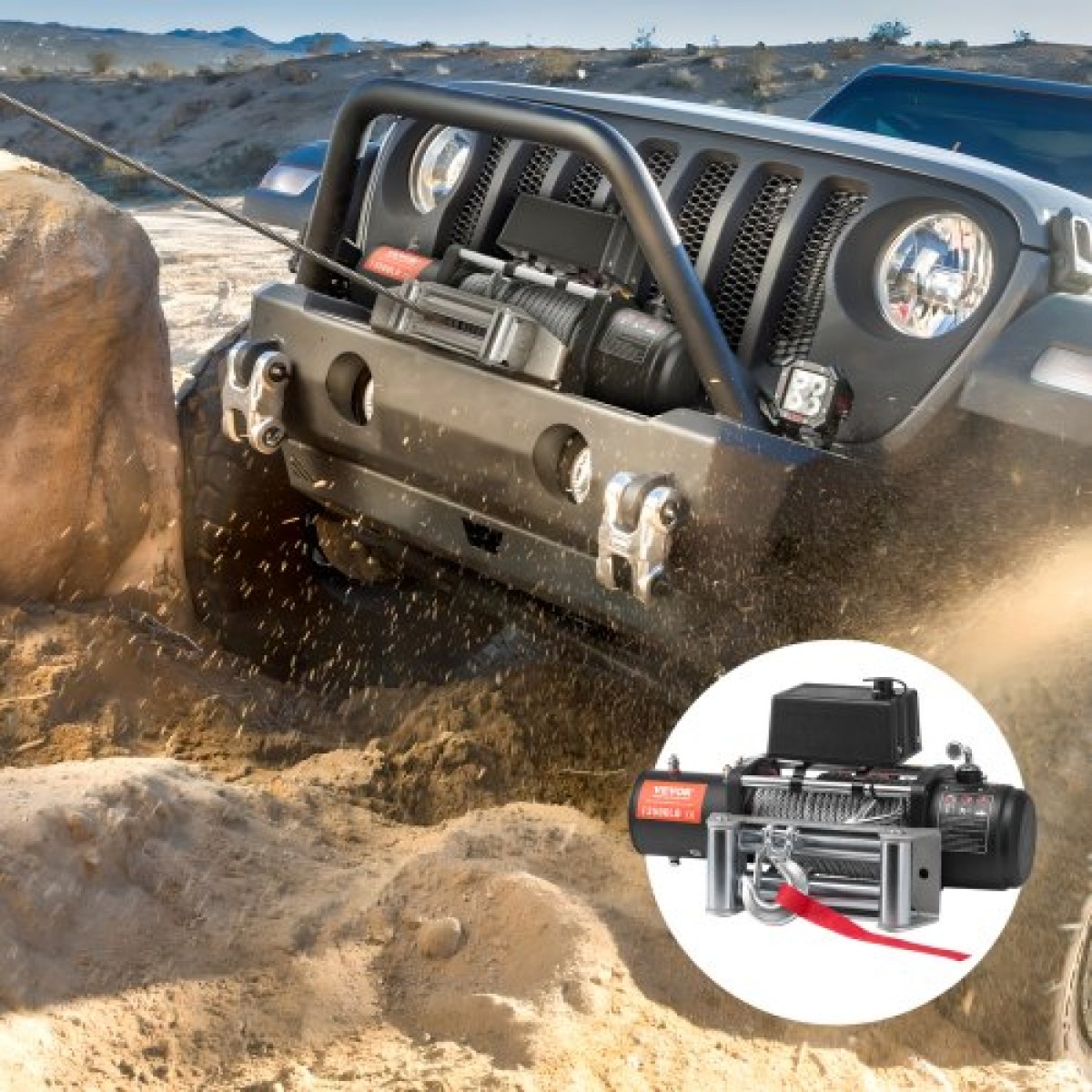 VEVOR Electric Winch Truck 6123,5 kg Ατσάλινο καλώδιο IP65 αδιάβροχο τηλεχειριστήριο