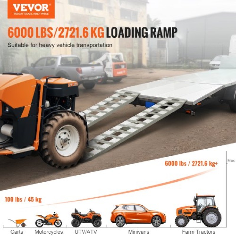 VEVOR 182,9x38,1 cm Ράμπες Αλουμινίου 2721,6 kg Χωρητικότητα ράμπες φόρτωσης 2 ΤΕΜ