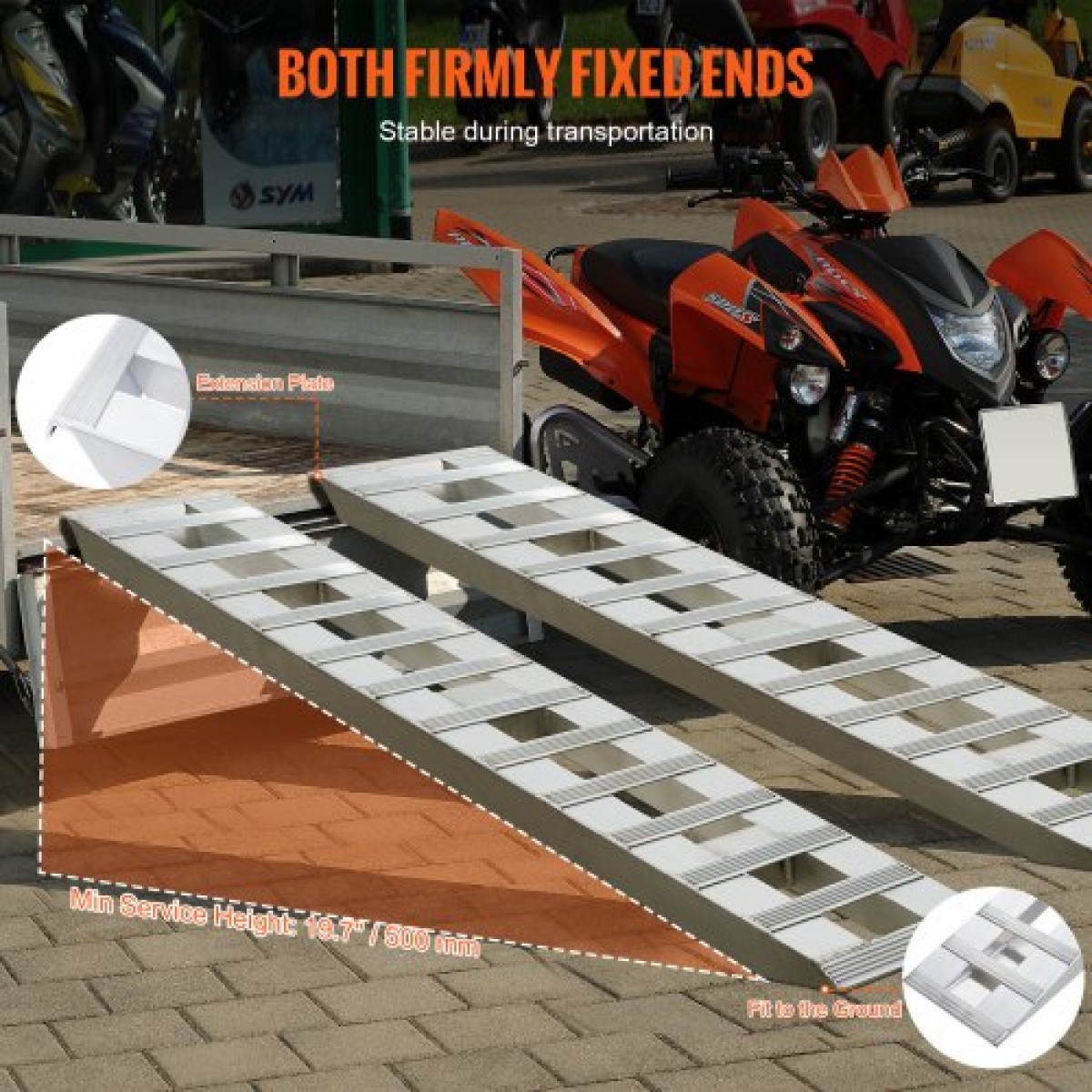 VEVOR 182,9x38,1 cm Ράμπες Αλουμινίου 2721,6 kg Χωρητικότητα ράμπες φόρτωσης 2 ΤΕΜ