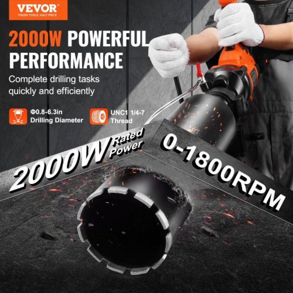 Μηχάνημα τρυπανιού VEVOR Core 2,03-16 cm Dia 2000W Handheld and Stand Core Drill Rig