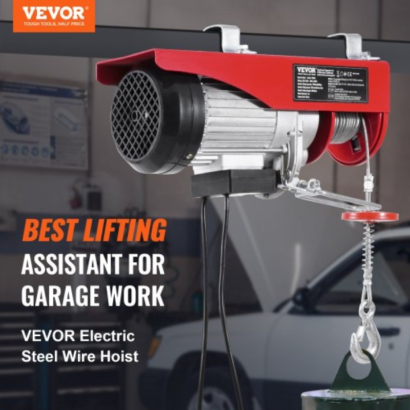 VEVOR Electric Hoist Crane Winch 798,3 kg με 426,7 cm Ενσύρματο Τηλεχειριστήριο 230V