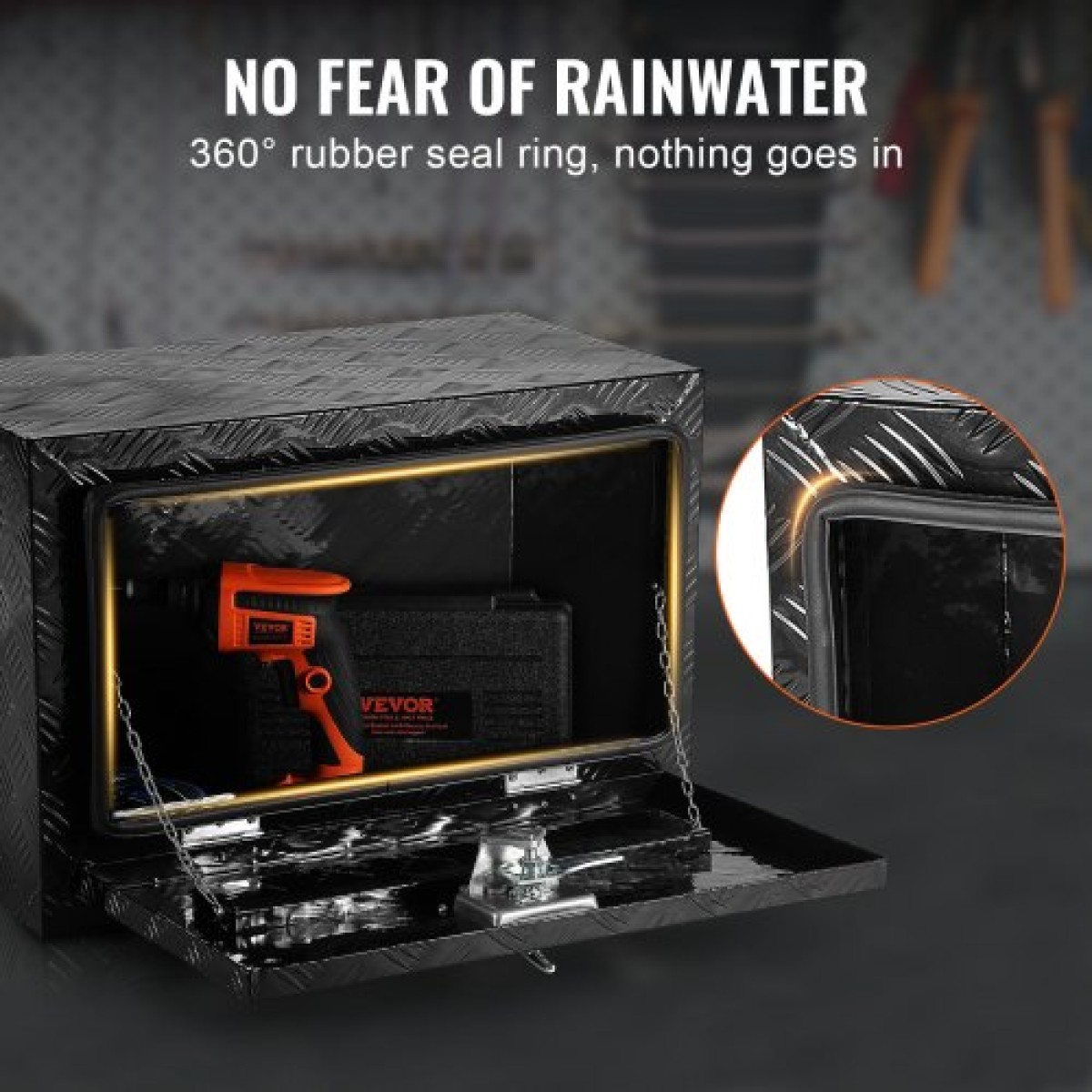 VEVOR Underbody Truck Box, 24" x 17" x 18" Pickup Storage Box, Heavy Duty Diamond Plate Tool Box με κλειδαριά και κλειδιά, Αδιάβροχο κουτί αποθήκευσης τρέιλερ με μάνταλο T-handle για φορτηγό, φορτηγό, τρέιλερ