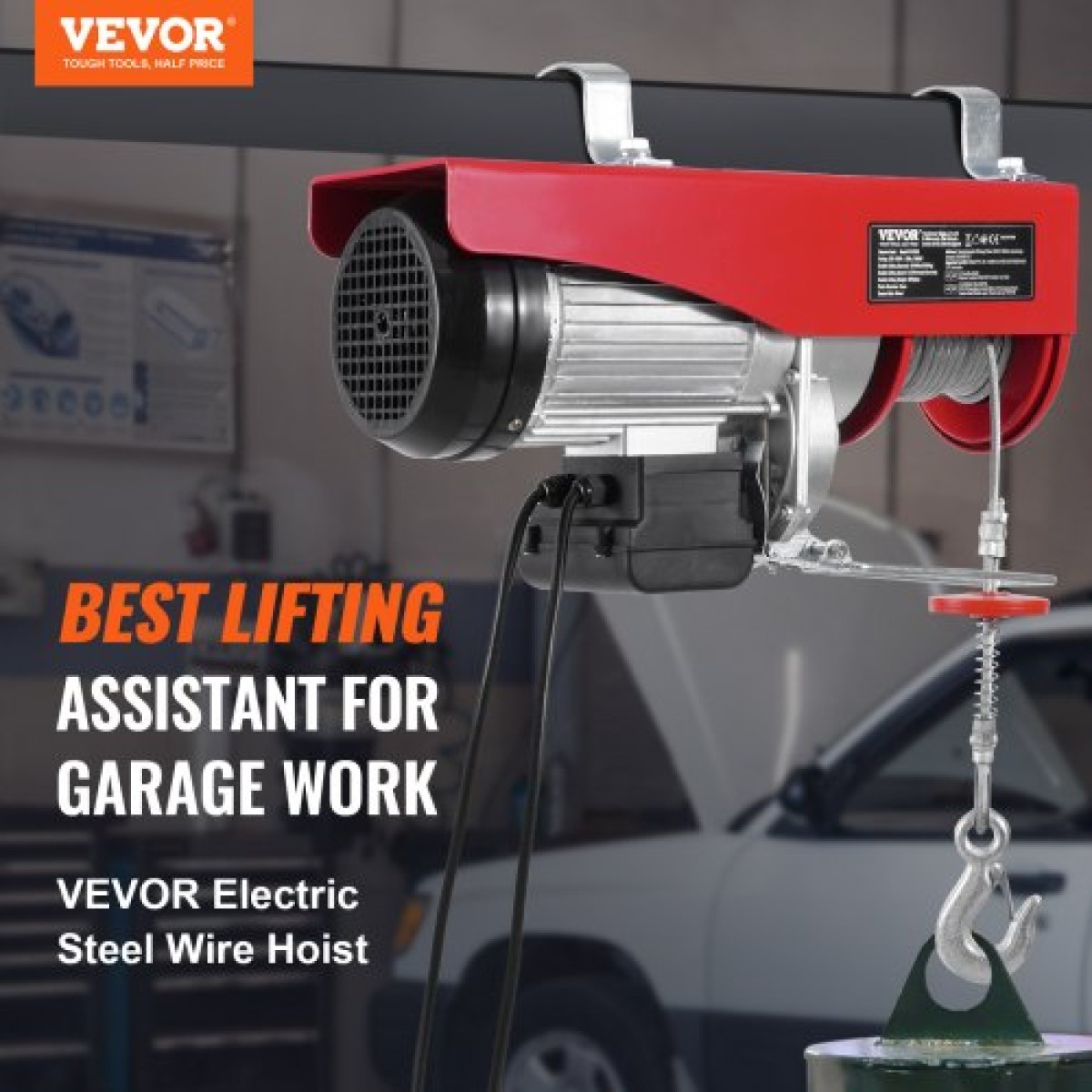 VEVOR Electric Hoist Crane Winch 1197,5 kg με 426,7 cm Ενσύρματο Τηλεχειριστήριο 230V