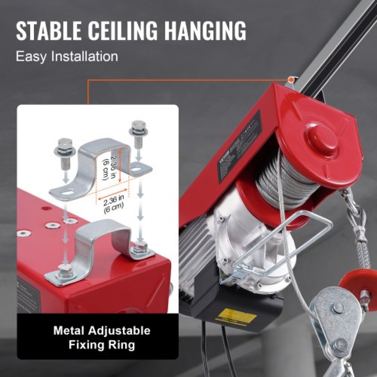 VEVOR Electric Hoist Crane Winch 1197,5 kg με 426,7 cm Ενσύρματο Τηλεχειριστήριο 230V