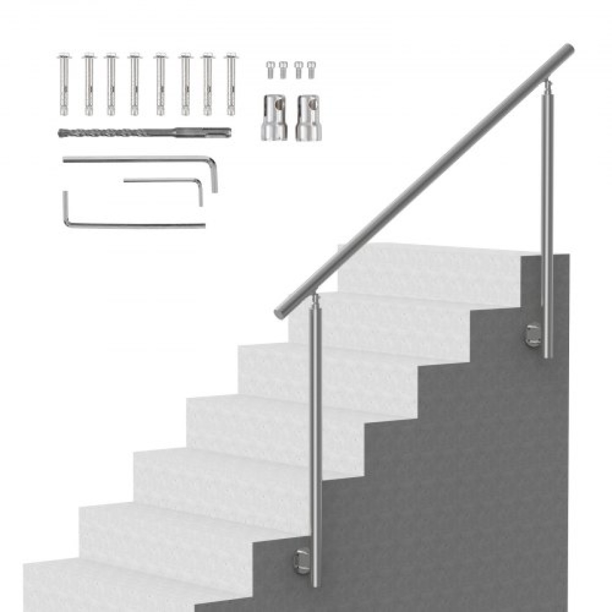 VEVOR 149,9 cm κουπαστές για εξωτερικά σκαλοπάτια Σκάλα για βεράντα στο κατάστρωμα Πλαϊνή βάση