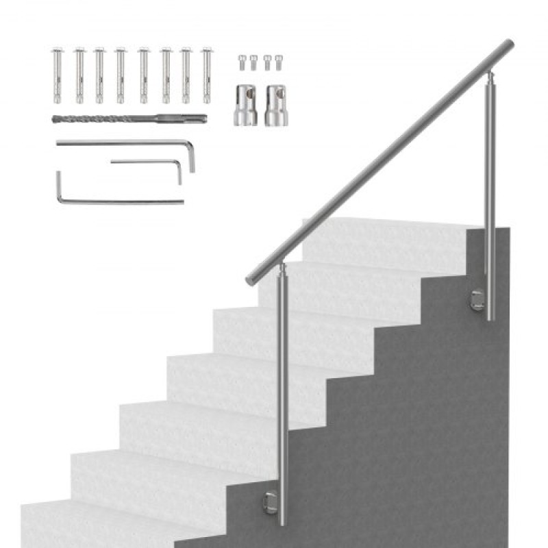 VEVOR 149,9 cm κουπαστές για εξωτερικά σκαλοπάτια Σκάλα για βεράντα στο κατάστρωμα Πλαϊνή βάση