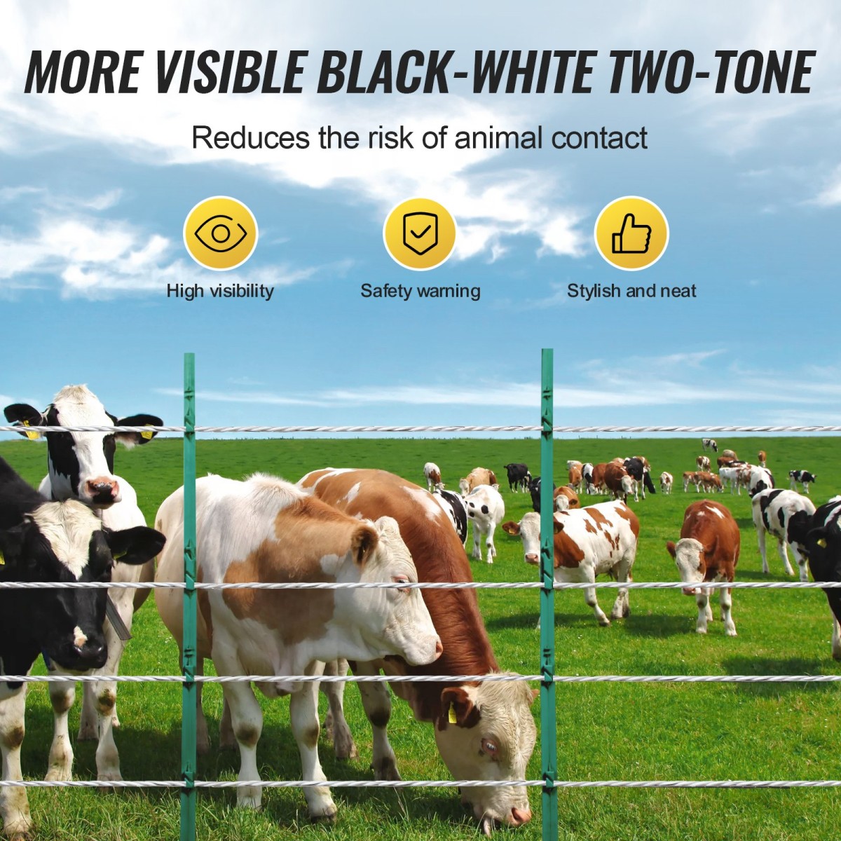 VEVOR Electric Fence Wire, 656Ft 200M Portable Polywire, 1/4" Diameter 6 Inox Strands for Αξιόπιστη αγωγιμότητα και UV, Αντοχή στη σκουριά, Σχοινί περίφραξης για άλογα, βοοειδή, ζώα