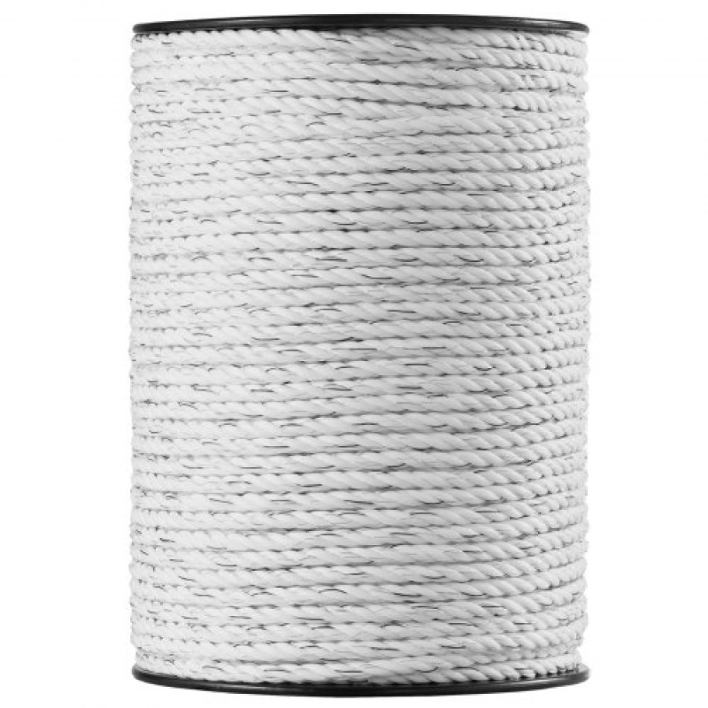 VEVOR Electric Fence Wire, 656Ft 200M Portable Polywire, 1/4" Diameter 6 Inox Strands for Αξιόπιστη αγωγιμότητα και UV, Αντοχή στη σκουριά, Σχοινί περίφραξης για άλογα, βοοειδή, ζώα