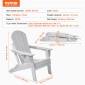Καρέκλα VEVOR Adirondack Πλαστική, Σετ 2 Φορητή Πτυσσόμενη Πυροσβεστική Καρέκλα Παντός Καιρού, Καρέκλα Αίθριου εξωτερικού χώρου Adirondack με ποτηροθήκη, με Χαλαρωτικό Μπράτσο Εργονομικό, για Κήπο, Πίσω αυλή - Λευκό