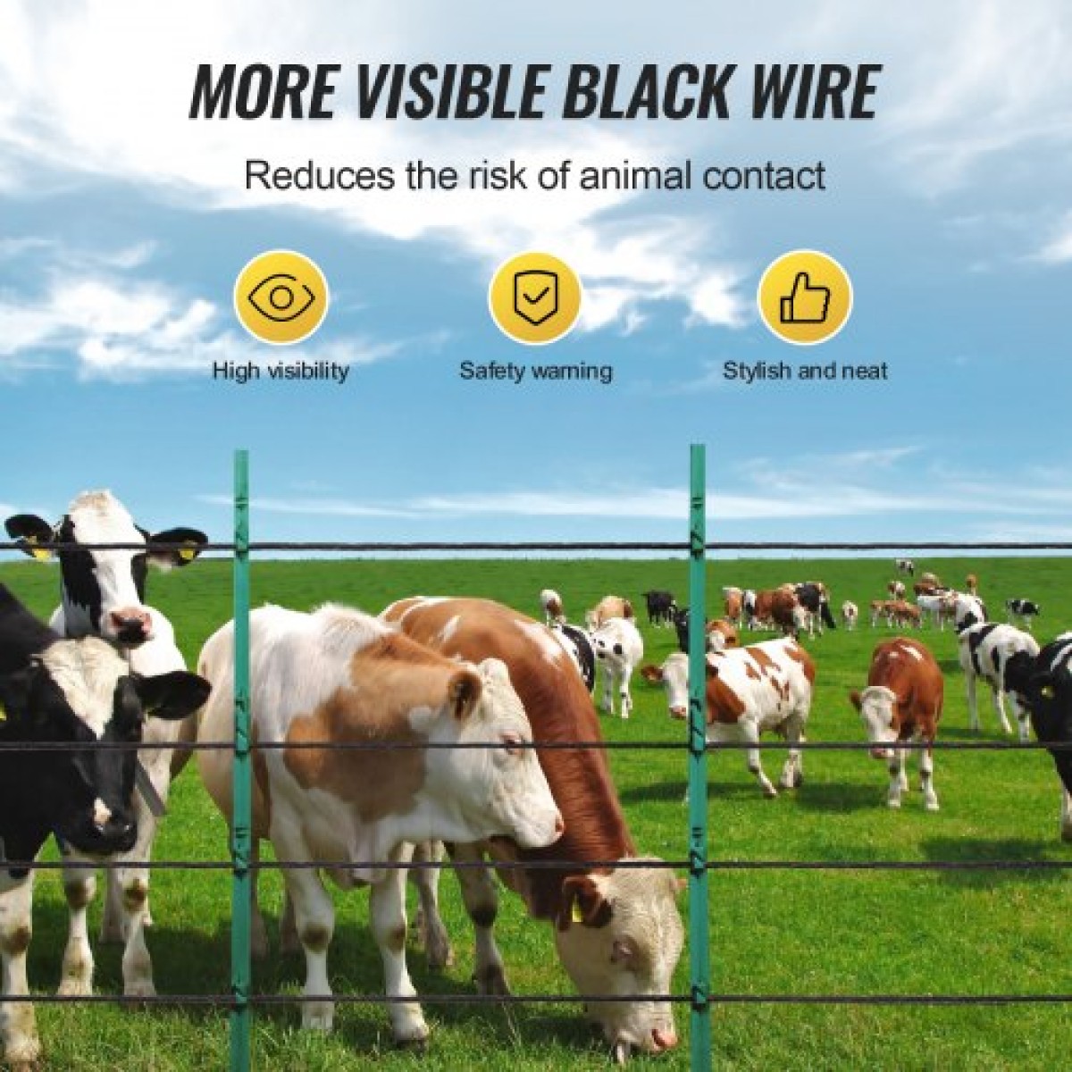 VEVOR Electric Fence Wire, 1000Ft 305M Portable Polywire, 1/4" Diameter 2 Copper Strands for Αξιόπιστη αγωγιμότητα και αντίσταση στη σκουριά, Σχοινί περίφραξης για άλογα, βοοειδή, ζώα