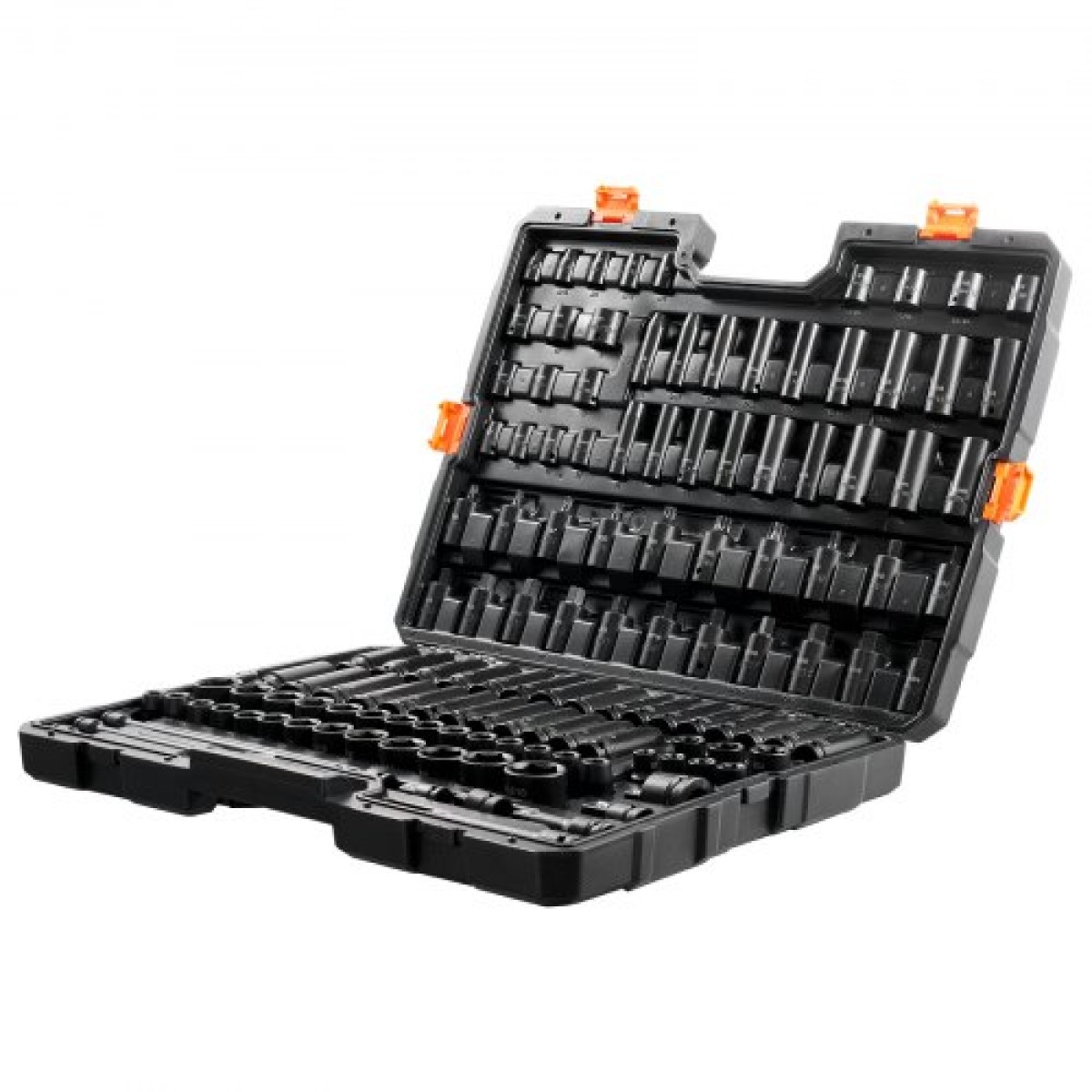 VEVOR Impact Socket Set 130 Piece 3/8" & 1/2" - SAE & Metric Drive Socket Set - 6 Point Cr-Mo Alloy Steel for Auto Repair - Εύκολα στην ανάγνωση ενδείξεις μεγέθους - Περιλαμβάνει θήκη αποθήκευσης