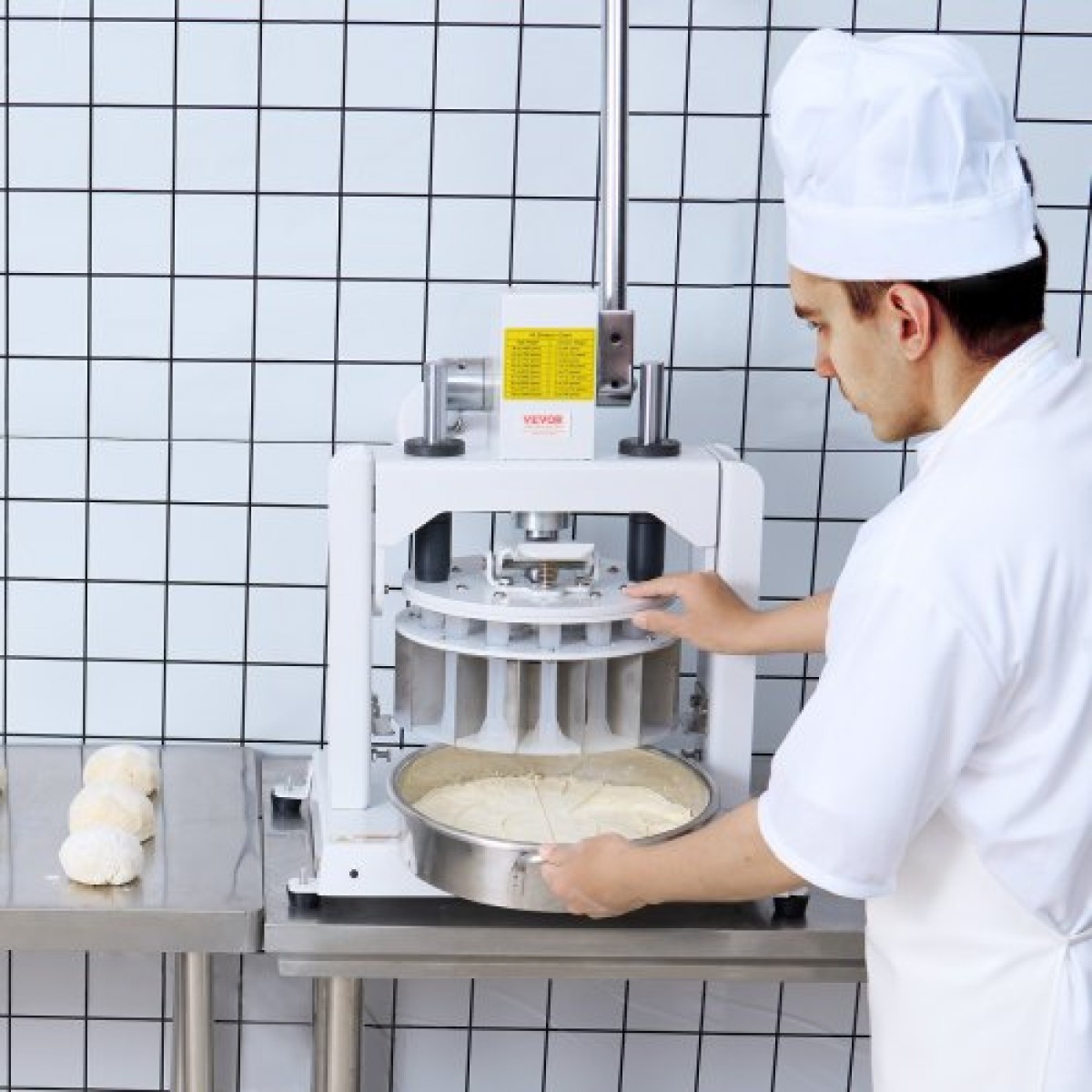 VEVOR Dough Divider Rounder, 18PCS Manual Dough Equal Divider Machine, 2,11oz - 9,88oz Χειροπίεση Κόφτης ζύμης με δίσκο και λεπίδα από ανοξείδωτο ατσάλι 304, Αρτοποιός για αρτοποιεία, εστιατόριο, εμπορικό