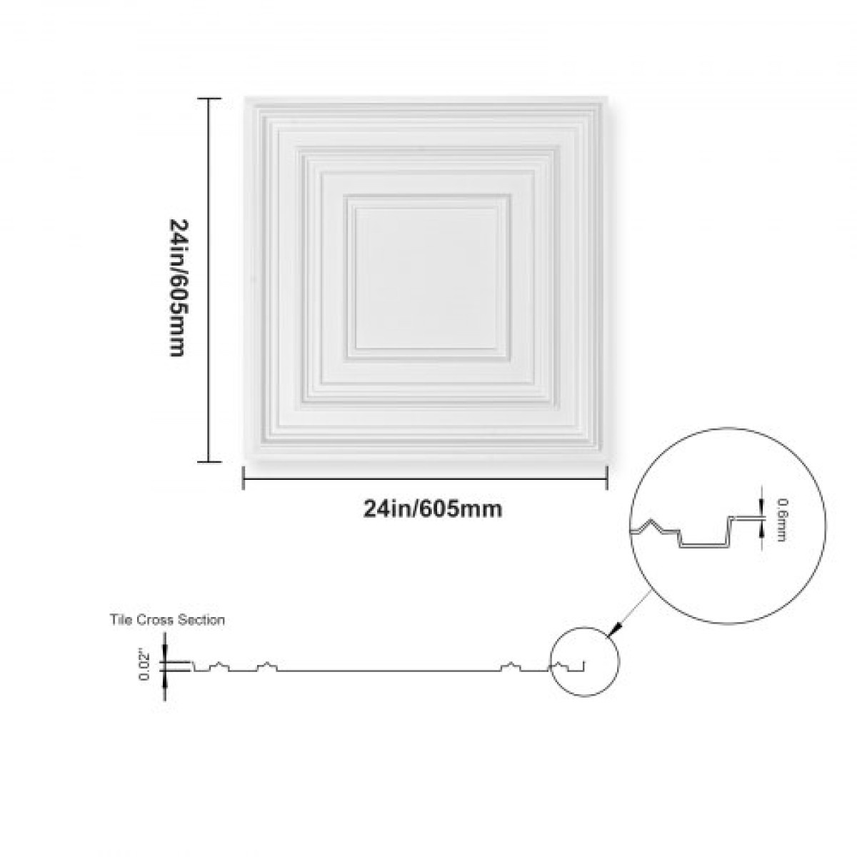 Πλακάκια οροφής VEVOR 12-συσκευασία 61 cm x 61 cm PVC Εύκολη τοποθέτηση Λευκό μοτίβο μανταλάκι
