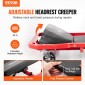 VEVOR Mechanic Garage Creeper, 1118 mm, χωρητικότητας 136,1 kg Automotive Rolling Creeper με 6 ρυθμιζόμενους τροχούς, ρυθμιζόμενο δίσκο εργαλείου προσκέφαλου, βαρέως τύπου ατσάλινο πλαίσιο για γκαράζ, επισκευαστήρια και DIY