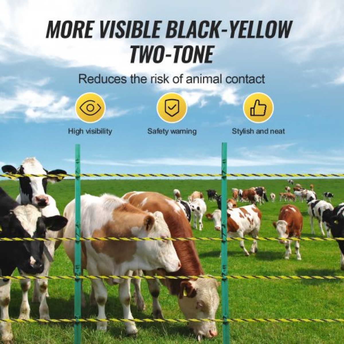 VEVOR Electric Fence Wire, 3366Ft 1026M Portable Polywire, 1/8" Diameter 6 Inox Strands for Αξιόπιστη αγωγιμότητα και UV, Αντοχή στη σκουριά, Σχοινί περίφραξης για άλογα, βοοειδή, ζώα