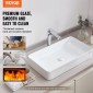 VEVOR Ορθογώνιος νεροχύτης σκάφους, 24" x 13,8" Πάγκος νιπτήρα σκαφών μπάνιου, Λευκοί κεραμικοί νεροχύτες μπάνιου πάνω από τον πάγκο, μοντέρνο στυλ, φωτεινός και κομψός, καλά συσκευασμένος για μπάνιο, ξενοδοχείο, τουαλέτα, RV