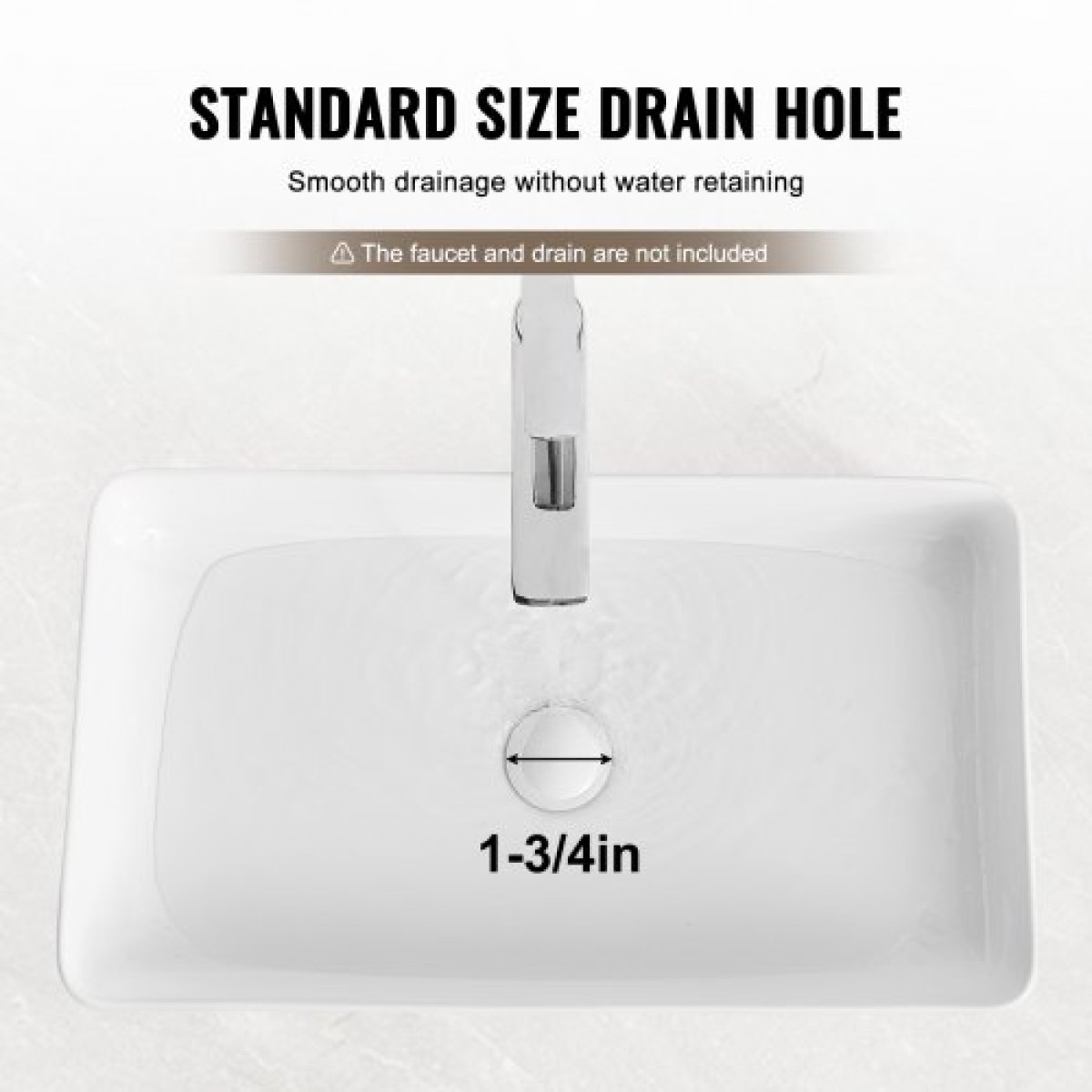 VEVOR Ορθογώνιος νεροχύτης σκάφους, 24" x 13,8" Πάγκος νιπτήρα σκαφών μπάνιου, Λευκοί κεραμικοί νεροχύτες μπάνιου πάνω από τον πάγκο, μοντέρνο στυλ, φωτεινός και κομψός, καλά συσκευασμένος για μπάνιο, ξενοδοχείο, τουαλέτα, RV