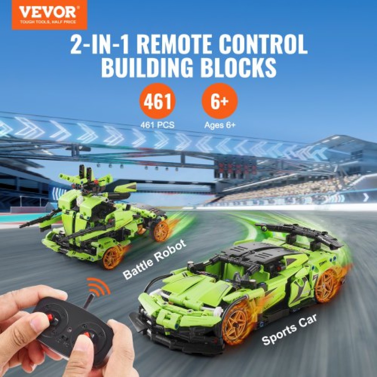 VEVOR STEM Building Toys for Children, 2-in-1 461 PCS Blocks, Remote control Building Car Kits Remote & APP Controlled Car/Robot, RC STEM Robots Building Set Δώρα για αγόρια κορίτσια 6+ ετών