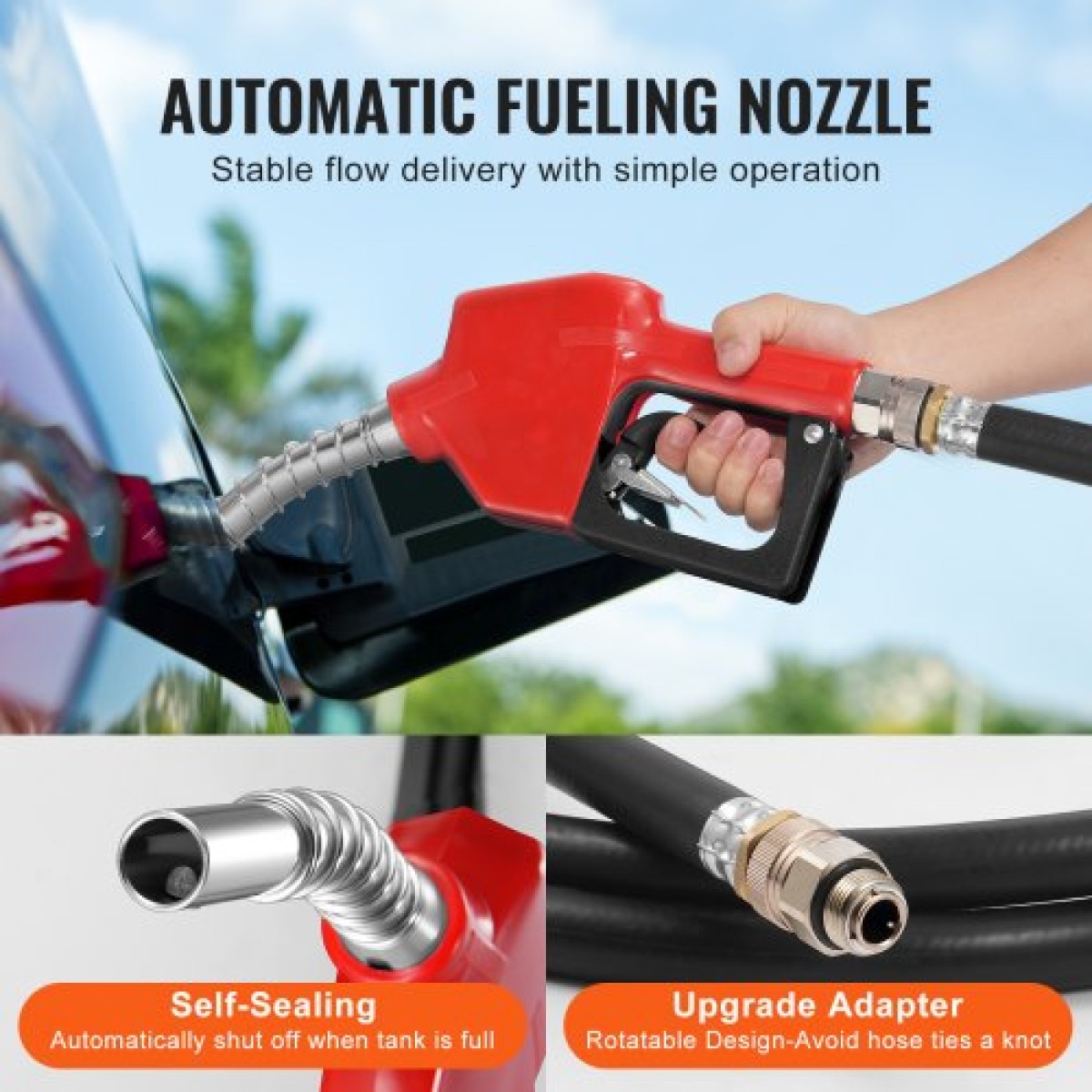 VEVOR Φορητό ρεζερβουάρ ντίζελ & βενζίνης 181,7 L δοχείο καυσίμου με αντλία μεταφοράς 12 V