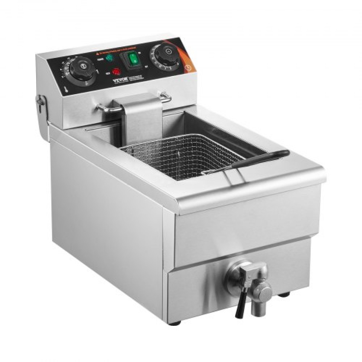 Εμπορική φριτέζα VEVOR, ηλεκτρική φριτέζα πάγκου 3000W με καλάθι, 11,6Qt / 11L από ανοξείδωτο ατσάλι Φριτέζα μονής λαδιού με έλεγχο χρόνου & θερμοκρασίας, προστασία υπερθέρμανσης, για χρήση στην κουζίνα σε εστιατόριο