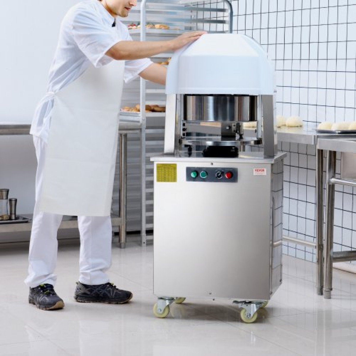 VEVOR Electric Divider Dough, 20PCS Automatic Dough Dividing Machine cutting, 2.12oz - 9.17oz Equal Duugh Cutter with Pure Copper Motor and 304 Inox Trade Tray, for Bakery, Restaurant