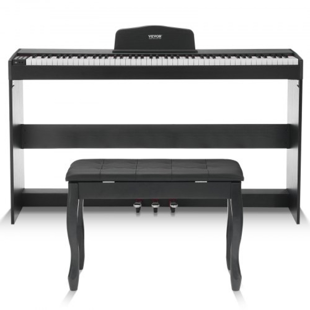 VEVOR Weighted Digital Piano, Πλήκτρα 88 Πλήκτρων Πλήρως Ζυγισμένη, Διπλό Πληκτρολόγιο & Ηχεία Απλή βάση ντουλαπιού με διπλά ακουστικά 200 τόνους & ρυθμούς, υποστήριξη Bluetooth/USB/MIDI, Μάθημα για καθηγητές