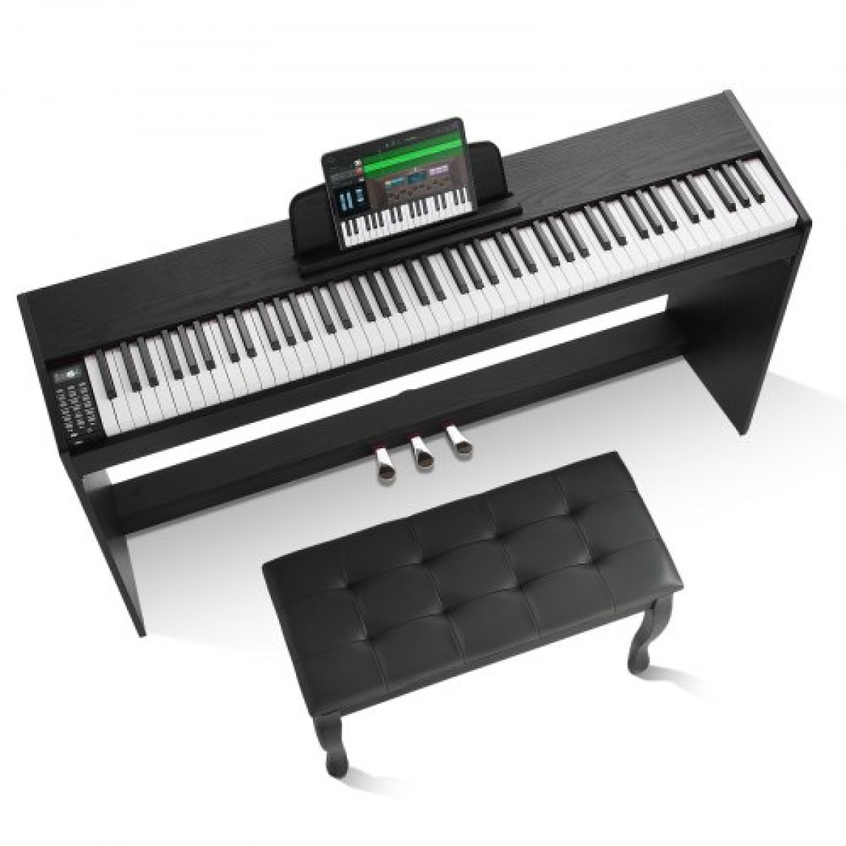 VEVOR Weighted Digital Piano, Πλήκτρα 88 Πλήκτρων Πλήρως Ζυγισμένη, Διπλό Πληκτρολόγιο & Ηχεία Απλή βάση ντουλαπιού με διπλά ακουστικά 200 τόνους & ρυθμούς, υποστήριξη Bluetooth/USB/MIDI, Μάθημα για καθηγητές