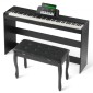 VEVOR Weighted Digital Piano, Πλήκτρα 88 Πλήκτρων Πλήρως Ζυγισμένη, Διπλό Πληκτρολόγιο & Ηχεία Απλή βάση ντουλαπιού με διπλά ακουστικά 200 τόνους & ρυθμούς, υποστήριξη Bluetooth/USB/MIDI, Μάθημα για καθηγητές