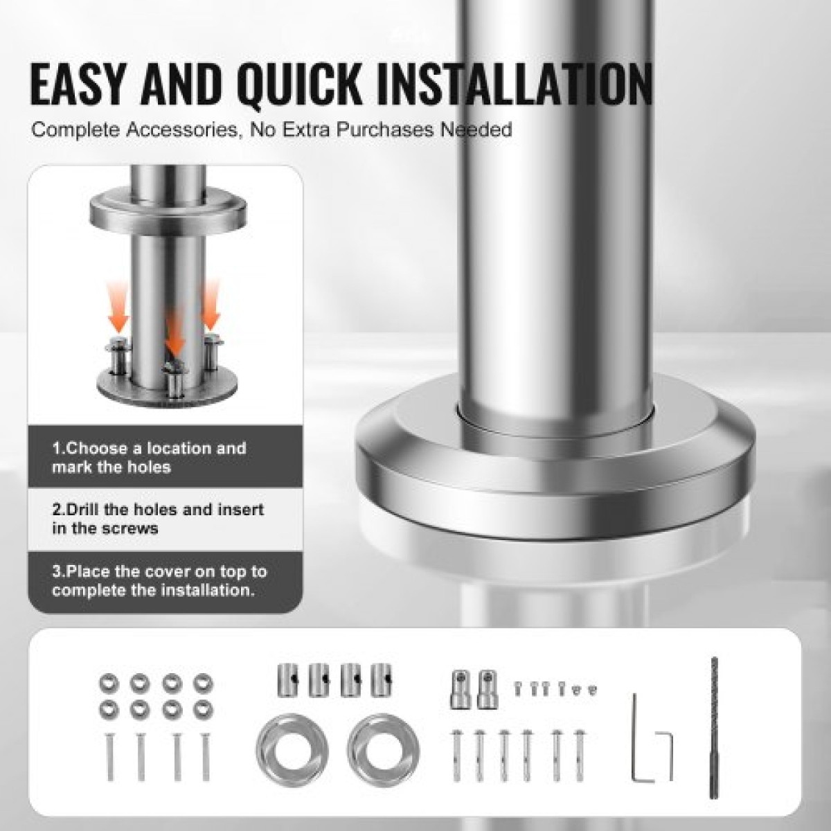 VEVOR 100,1 cm Κιγκλιδώματα για Εξωτερικά σκαλοπάτια 2 Εγκάρσιες ράβδοι Σκάλα για Βεράντα