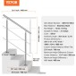 VEVOR 100,1 cm Κιγκλιδώματα για Εξωτερικά σκαλοπάτια 2 Εγκάρσιες ράβδοι Σκάλα για Βεράντα