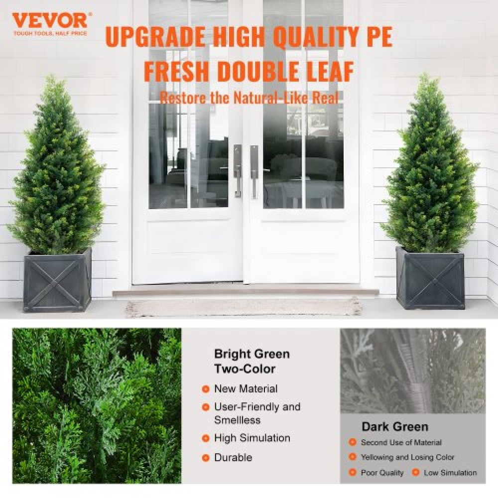 VEVOR Artificial Cedar Topiary Tree, ύψους 36 ιντσών (2 τεμάχια), με έξτρα φύλλα & γλάστρα Faux αειθαλές φυτό ψεύτικο πεύκο κυπαρίσσι, σετ τεχνητής πρασίνου με αξιολόγηση UV για διακόσμηση σπιτιού εσωτερικού/εξωτερικού χώρου