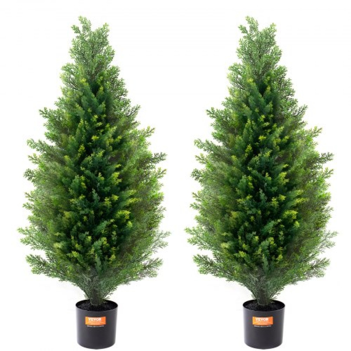 VEVOR Artificial Cedar Topiary Tree, ύψους 36 ιντσών (2 τεμάχια), με έξτρα φύλλα & γλάστρα Faux αειθαλές φυτό ψεύτικο πεύκο κυπαρίσσι, σετ τεχνητής πρασίνου με αξιολόγηση UV για διακόσμηση σπιτιού εσωτερικού/εξωτερικού χώρου