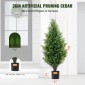 VEVOR Artificial Cedar Topiary Tree, ύψους 36 ιντσών (2 τεμάχια), με έξτρα φύλλα & γλάστρα Faux αειθαλές φυτό ψεύτικο πεύκο κυπαρίσσι, σετ τεχνητής πρασίνου με αξιολόγηση UV για διακόσμηση σπιτιού εσωτερικού/εξωτερικού χώρου