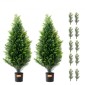 VEVOR Artificial Cedar Topiary Tree, ύψους 36 ιντσών (2 τεμάχια), με έξτρα φύλλα & γλάστρα Faux αειθαλές φυτό ψεύτικο πεύκο κυπαρίσσι, σετ τεχνητής πρασίνου με αξιολόγηση UV για διακόσμηση σπιτιού εσωτερικού/εξωτερικού χώρου