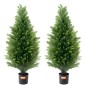 VEVOR Artificial Cedar Topiary Tree, ύψους 36 ιντσών (2 τεμάχια), με έξτρα φύλλα & γλάστρα Faux αειθαλές φυτό ψεύτικο πεύκο κυπαρίσσι, σετ τεχνητής πρασίνου με αξιολόγηση UV για διακόσμηση σπιτιού εσωτερικού/εξωτερικού χώρου