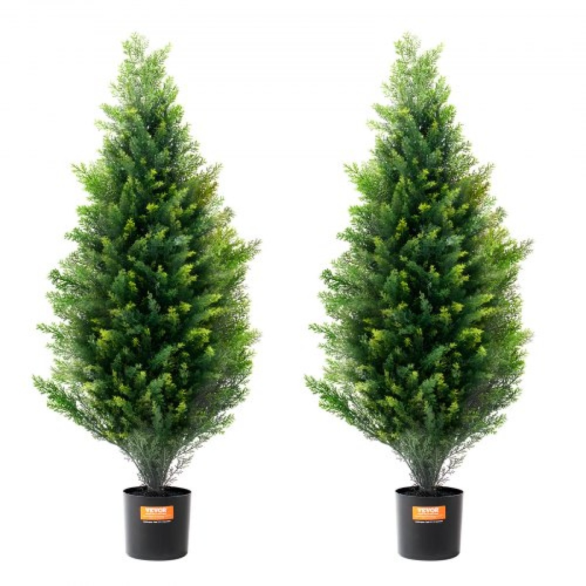 VEVOR Artificial Cedar Topiary Tree, ύψους 36 ιντσών (2 τεμάχια), με έξτρα φύλλα & γλάστρα Faux αειθαλές φυτό ψεύτικο πεύκο κυπαρίσσι, σετ τεχνητής πρασίνου με αξιολόγηση UV για διακόσμηση σπιτιού εσωτερικού/εξωτερικού χώρου