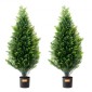 VEVOR Artificial Cedar Topiary Tree, ύψους 36 ιντσών (2 τεμάχια), με έξτρα φύλλα & γλάστρα Faux αειθαλές φυτό ψεύτικο πεύκο κυπαρίσσι, σετ τεχνητής πρασίνου με αξιολόγηση UV για διακόσμηση σπιτιού εσωτερικού/εξωτερικού χώρου