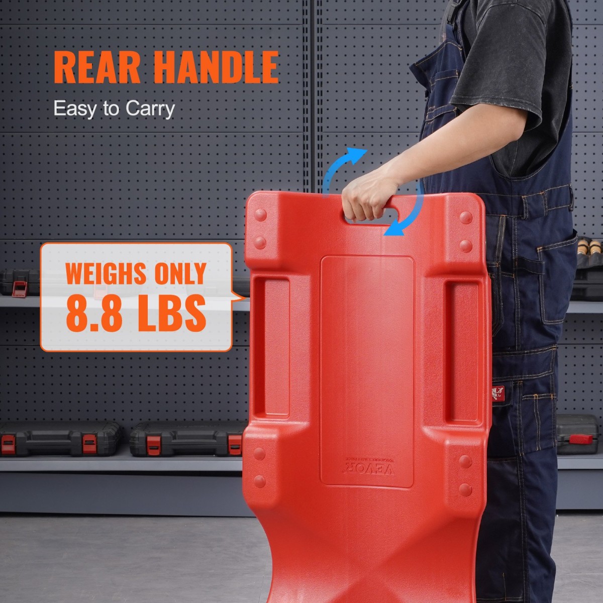 VEVOR Mechanic Plastic Creeper, 914 mm, χωρητικότητας 158,8 kg Automotive Rolling Garage Creeper με χυτευμένο εργονομικό σώμα HDPE με επένδυση και διπλούς δίσκους εργαλείων 6 τροχούς, για επισκευή αυτοκινήτων Garage Shop