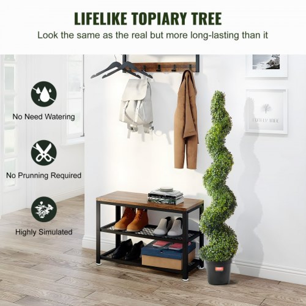 VEVOR Τεχνητό πυξάρι, ύψος 60 ιντσών (2 τεμάχια), σπειροειδή ψεύτικα δέντρα, ψεύτικο φυτό με επιπλέον φύλλα και γλάστρα και μικρή διακόσμηση, σετ πρασίνου με αξιολόγηση UV για διακόσμηση σπιτιού εσωτερικού/εξωτερικού χώρου