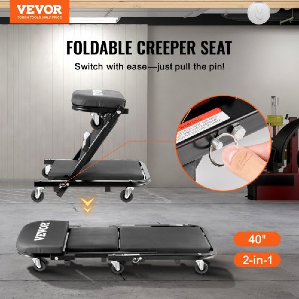 VEVOR 101,6 cm Foldable Z Garage Creeper Mechanic Creeper Σκαμπό 204,1 kg Χωρητικότητα